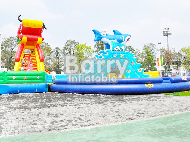 Dragon Amusement Park Rides , Inflatable Water Park On Lane BY-AWP-042